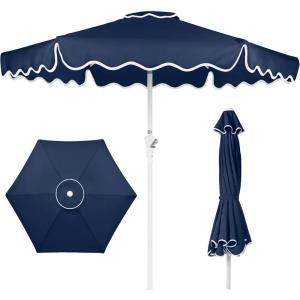 image:imageBest Choice Products 75ft Patio Market Umbrella with Wavy Trim UVFadeResistant 210g Canopy Crank amp Tilt Wind Vent HeavyDuty Frame  WhiteNavy Blue