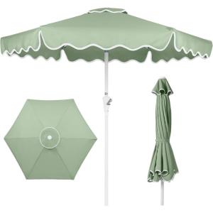 image:imageBest Choice Products 75ft Patio Market Umbrella with Wavy Trim UVFadeResistant 210g Canopy Crank amp Tilt Wind Vent HeavyDuty Frame  WhiteSage Green
