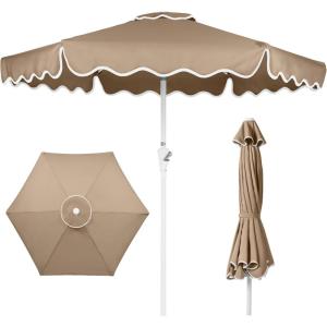 image:imageBest Choice Products 75ft Patio Market Umbrella with Wavy Trim UVFadeResistant 210g Canopy Crank amp Tilt Wind Vent HeavyDuty Frame  WhiteTan