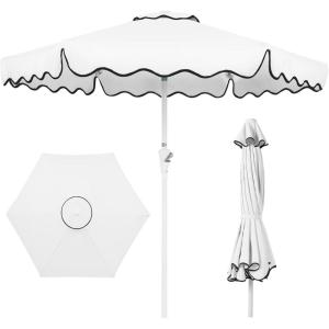 image:imageBest Choice Products 75ft Patio Market Umbrella with Wavy Trim UVFadeResistant 210g Canopy Crank amp Tilt Wind Vent HeavyDuty Frame  WhiteWhite