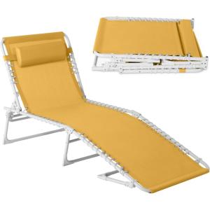 image:imageBest Choice Products Patio Chaise Lounge Chair Portable Outdoor Folding Recliner for Lawn w 8 Positions Handles 300lb Capacity  Light BlueWhiteMarigoldWhite