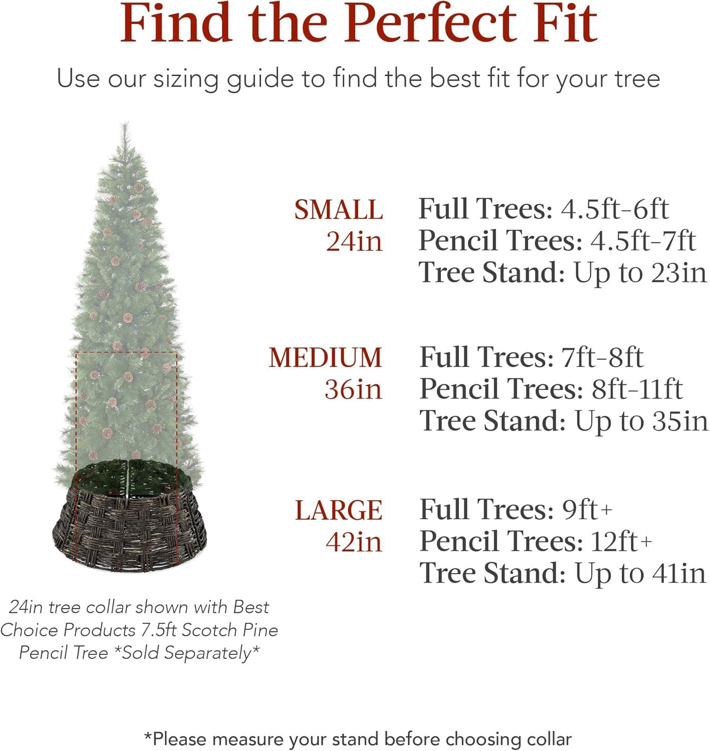 image:imageBest Choice Products 24in Christmas Tree Collar Woven Hyacinth 3Piece Holiday Rattan Tree Skirt Accessory for Home wCord CutOut  Transparent WhiteEspresso  Basket Weave