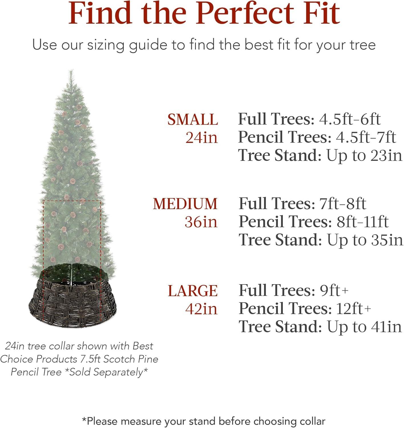 image:imageBest Choice Products 24in Christmas Tree Collar Woven Hyacinth 3Piece Holiday Rattan Tree Skirt Accessory for Home wCord CutOut  Transparent WhiteEspresso  Basket Weave