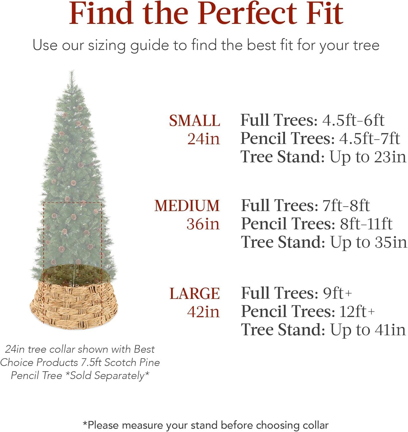 image:imageBest Choice Products 24in Christmas Tree Collar Woven Hyacinth 3Piece Holiday Rattan Tree Skirt Accessory for Home wCord CutOut  Transparent WhiteNatural  Basket Weave