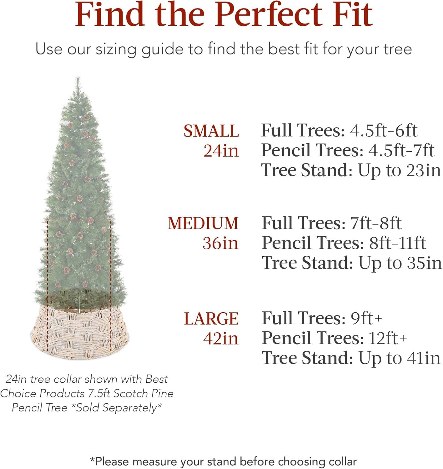 image:imageBest Choice Products 24in Christmas Tree Collar Woven Hyacinth 3Piece Holiday Rattan Tree Skirt Accessory for Home wCord CutOut  Transparent WhiteTransparent White  Basket Weave