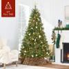 image:imageBest Choice Products 24in Christmas Tree Collar Woven Hyacinth 3Piece Holiday Rattan Tree Skirt Accessory for Home wCord CutOut  Transparent WhiteChestnut  Basket Weave