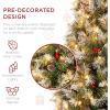 image:imageBest Choice Products 6ft PreLit Pencil Christmas Tree Partially Flocked PreDecorated for Home Skinny Frosted Holiday Tree w 618 Tips 250 Lights Pine Cones Metal Hinges amp Base9ft