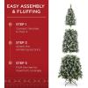 image:imageBest Choice Products 6ft PreLit Pencil Christmas Tree Partially Flocked PreDecorated for Home Skinny Frosted Holiday Tree w 618 Tips 250 Lights Pine Cones Metal Hinges amp Base9ft