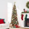 image:imageBest Choice Products 6ft PreLit Pencil Christmas Tree Partially Flocked PreDecorated for Home Skinny Frosted Holiday Tree w 618 Tips 250 Lights Pine Cones Metal Hinges amp Base75ft