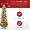 image:imageBest Choice Products 6ft PreLit Pencil Christmas Tree Partially Flocked PreDecorated for Home Skinny Frosted Holiday Tree w 618 Tips 250 Lights Pine Cones Metal Hinges amp Base75ft