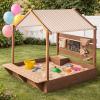 image:imageBest Choice Products Sandbox with Canopy Extra Large Wooden Kids Sand Box with Cover Water Table amp Sink Chalkboard Bench Seating w 110 lb Capacity Outdoor Backyard Playset  BeigeBeige