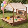 image:imageBest Choice Products Sandbox with Canopy Extra Large Wooden Kids Sand Box with Cover Water Table amp Sink Chalkboard Bench Seating w 110 lb Capacity Outdoor Backyard Playset  BeigeBlue