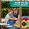 image:imageBest Choice Products Sandbox with Canopy Extra Large Wooden Kids Sand Box with Cover Water Table amp Sink Chalkboard Bench Seating w 110 lb Capacity Outdoor Backyard Playset  BeigeBlue