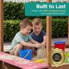 image:imageBest Choice Products Sandbox with Canopy Extra Large Wooden Kids Sand Box with Cover Water Table amp Sink Chalkboard Bench Seating w 110 lb Capacity Outdoor Backyard Playset  BeigePink