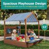 image:imageBest Choice Products Sandbox with Canopy Extra Large Wooden Kids Sand Box with Cover Water Table amp Sink Chalkboard Bench Seating w 110 lb Capacity Outdoor Backyard Playset  BeigeBlue