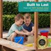 image:imageBest Choice Products Sandbox with Canopy Extra Large Wooden Kids Sand Box with Cover Water Table amp Sink Chalkboard Bench Seating w 110 lb Capacity Outdoor Backyard Playset  BeigeBeige