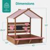 image:imageBest Choice Products Sandbox with Canopy Extra Large Wooden Kids Sand Box with Cover Water Table amp Sink Chalkboard Bench Seating w 110 lb Capacity Outdoor Backyard Playset  BeigePink