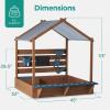 image:imageBest Choice Products Sandbox with Canopy Extra Large Wooden Kids Sand Box with Cover Water Table amp Sink Chalkboard Bench Seating w 110 lb Capacity Outdoor Backyard Playset  BeigeBlue