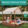 image:imageBest Choice Products Sandbox with Canopy Extra Large Wooden Kids Sand Box with Cover Water Table amp Sink Chalkboard Bench Seating w 110 lb Capacity Outdoor Backyard Playset  BeigeBeige