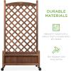 image:imageBest Choice Products Set of 2 48in Wood Planter Box amp Diamond Lattice Trellis Mobile Outdoor Raised Garden Bed for Climbing Plants wDrainage Holes Optional Wheels  NaturalBrown