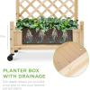 image:imageBest Choice Products Set of 2 48in Wood Planter Box amp Diamond Lattice Trellis Mobile Outdoor Raised Garden Bed for Climbing Plants wDrainage Holes Optional Wheels  NaturalNatural