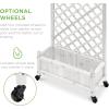 image:imageBest Choice Products Set of 2 48in Wood Planter Box amp Diamond Lattice Trellis Mobile Outdoor Raised Garden Bed for Climbing Plants wDrainage Holes Optional Wheels  NaturalWhite