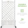 image:imageBest Choice Products Set of 2 48in Wood Planter Box amp Diamond Lattice Trellis Mobile Outdoor Raised Garden Bed for Climbing Plants wDrainage Holes Optional Wheels  NaturalWhite
