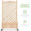 image:imageBest Choice Products Set of 2 48in Wood Planter Box amp Diamond Lattice Trellis Mobile Outdoor Raised Garden Bed for Climbing Plants wDrainage Holes Optional Wheels  NaturalNatural