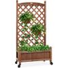 image:imageBest Choice Products Set of 2 48in Wood Planter Box amp Diamond Lattice Trellis Mobile Outdoor Raised Garden Bed for Climbing Plants wDrainage Holes Optional Wheels  NaturalBrown