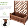 image:imageBest Choice Products Set of 2 48in Wood Planter Box amp Diamond Lattice Trellis Mobile Outdoor Raised Garden Bed for Climbing Plants wDrainage Holes Optional Wheels  NaturalBrown