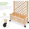 image:imageBest Choice Products Set of 2 48in Wood Planter Box amp Diamond Lattice Trellis Mobile Outdoor Raised Garden Bed for Climbing Plants wDrainage Holes Optional Wheels  NaturalNatural