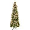 image:imageBest Choice Products 6ft PreLit Pencil Christmas Tree Partially Flocked PreDecorated for Home Skinny Frosted Holiday Tree w 618 Tips 250 Lights Pine Cones Metal Hinges amp Base75ft