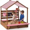image:imageBest Choice Products Sandbox with Canopy Extra Large Wooden Kids Sand Box with Cover Water Table amp Sink Chalkboard Bench Seating w 110 lb Capacity Outdoor Backyard Playset  BeigePink