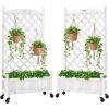 image:imageBest Choice Products Set of 2 48in Wood Planter Box amp Diamond Lattice Trellis Mobile Outdoor Raised Garden Bed for Climbing Plants wDrainage Holes Optional Wheels  NaturalWhite