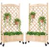 image:imageBest Choice Products Set of 2 48in Wood Planter Box amp Diamond Lattice Trellis Mobile Outdoor Raised Garden Bed for Climbing Plants wDrainage Holes Optional Wheels  NaturalNatural