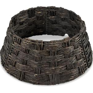 image:imageBest Choice Products 24in Christmas Tree Collar Woven Hyacinth 3Piece Holiday Rattan Tree Skirt Accessory for Home wCord CutOut  Transparent WhiteEspresso  Basket Weave