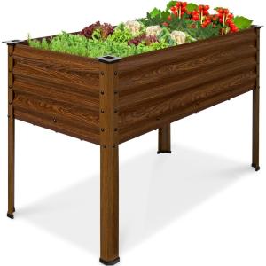 image:imageBest Choice Products 48x24x30in Galvanized Raised Garden Bed Metal Elevated Planter Box Vegetable Garden for Backyard Patio Balcony 100 Non Toxic Materials  Dark Brown Wood GrainWood Grain