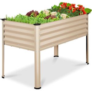 image:imageBest Choice Products 48x24x30in Galvanized Raised Garden Bed Metal Elevated Planter Box Vegetable Garden for Backyard Patio Balcony 100 Non Toxic Materials  Dark Brown Wood GrainBeige