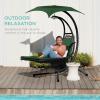 image:imageBest Choice Products Hanging LEDLit Curved Chaise Lounge Chair Swing for Backyard Patio Lawn w 3 Light Settings WeatherResistant Pillow Removable Canopy Shade Steel Stand  PinkGreen
