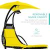 image:imageBest Choice Products Hanging LEDLit Curved Chaise Lounge Chair Swing for Backyard Patio Lawn w 3 Light Settings WeatherResistant Pillow Removable Canopy Shade Steel Stand  PinkYellow