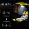 image:imageBest Choice Products Hanging LEDLit Curved Chaise Lounge Chair Swing for Backyard Patio Lawn w 3 Light Settings WeatherResistant Pillow Removable Canopy Shade Steel Stand  PinkYellow