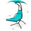 image:imageBest Choice Products Hanging LEDLit Curved Chaise Lounge Chair Swing for Backyard Patio Lawn w 3 Light Settings WeatherResistant Pillow Removable Canopy Shade Steel Stand  PinkTeal
