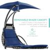 image:imageBest Choice Products Hanging LEDLit Curved Chaise Lounge Chair Swing for Backyard Patio Lawn w 3 Light Settings WeatherResistant Pillow Removable Canopy Shade Steel Stand  PinkNavy Blue