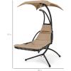 image:imageBest Choice Products Hanging LEDLit Curved Chaise Lounge Chair Swing for Backyard Patio Lawn w 3 Light Settings WeatherResistant Pillow Removable Canopy Shade Steel Stand  PinkTan
