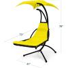 image:imageBest Choice Products Hanging LEDLit Curved Chaise Lounge Chair Swing for Backyard Patio Lawn w 3 Light Settings WeatherResistant Pillow Removable Canopy Shade Steel Stand  PinkYellow