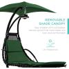 image:imageBest Choice Products Hanging LEDLit Curved Chaise Lounge Chair Swing for Backyard Patio Lawn w 3 Light Settings WeatherResistant Pillow Removable Canopy Shade Steel Stand  PinkGreen