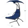 image:imageBest Choice Products Hanging LEDLit Curved Chaise Lounge Chair Swing for Backyard Patio Lawn w 3 Light Settings WeatherResistant Pillow Removable Canopy Shade Steel Stand  PinkNavy Blue