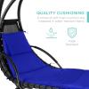 image:imageBest Choice Products Hanging LEDLit Curved Chaise Lounge Chair Swing for Backyard Patio Lawn w 3 Light Settings WeatherResistant Pillow Removable Canopy Shade Steel Stand  PinkResort Blue