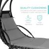 image:imageBest Choice Products Hanging LEDLit Curved Chaise Lounge Chair Swing for Backyard Patio Lawn w 3 Light Settings WeatherResistant Pillow Removable Canopy Shade Steel Stand  PinkCharcoal Gray