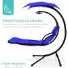 image:imageBest Choice Products Hanging LEDLit Curved Chaise Lounge Chair Swing for Backyard Patio Lawn w 3 Light Settings WeatherResistant Pillow Removable Canopy Shade Steel Stand  PinkResort Blue
